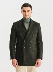 PAKO LORENTE – Zielony wełniany płaszcz męski. Zielone płaszcze męskie Pako Lorente, na jesień, m, bez wzorów, z poliesteru. Za 999.99 zł.