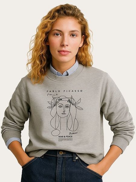 WOOOP Bluza "Picasso War & Peace" w kolorze szarym rozmiar: M. Szare bluzy bez kaptura damskie Wooop, m. Za 124.95 zł.