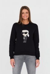 KARL LAGERFELD Czarna bluza Ikonik 2.0. Czarne bluzy bez kaptura damskie Karl Lagerfeld, xs. W wyprzedaży za 399.99 zł.