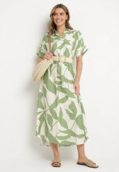 Jasnozielona Sukienka Rozkloszowana z Bawełną w Abstrakcyjny Print Telanisa. Zielone sukienki damskie Born2be, na co dzień, xl, bez wzorów, z bawełny, eleganckie, bez kołnierzyka, bez ramiączek, maxi, rozkloszowane. W wyprzedaży za 71.99 zł.