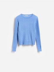 Sweter z wełną merino - niebieski. Niebieskie swetry klasyczne damskie Reserved, l, z dzianiny, bez kołnierzyka. Za 179.99 zł.