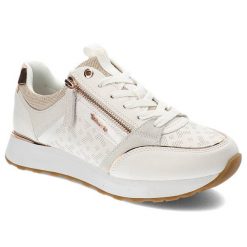 Białe Sneakersy Tamaris Stylowe Półbuty Damskie. Białe półbuty damskie Tamaris, bez wzorów, ze skóry, eleganckie, bez obcasa, na platformie. Za 259.00 zł.