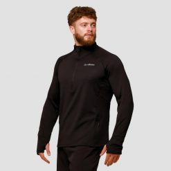 Bluza męska bieganie 1/2 zip czarna Pulse. Czarne bluzy z kapturem męskie GYMBEAM, m, z elastanu. Za 127.90 zł.