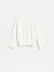Sweter z lyocellem - złamana biel. Swetry klasyczne damskie Reserved, l, z dzianiny, bez kołnierzyka. Za 129.99 zł.