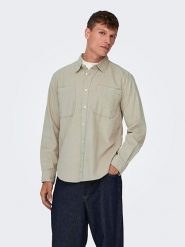 ONLY & SONS Koszula - Regular fit - w kolorze beżowym rozmiar: S. Brązowe koszule męskie Only & Sons, s, bez wzorów, z bawełny, bez kołnierzyka, bez ramiączek. Za 83.42 zł.