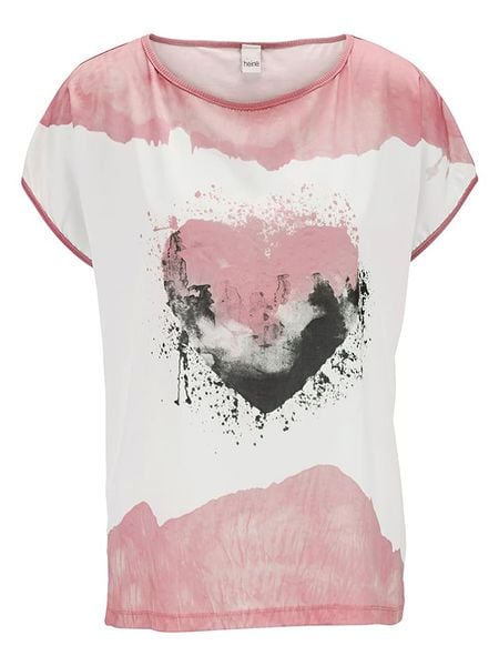 Heine Koszulka w kolorze jasnoróżowo-białym rozmiar: 46. Różowe bluzki damskie Heine, bez wzorów, bez kołnierzyka. Za 104.64 zł.