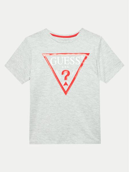 Guess T-Shirt L73I55 K8HM0 Szary Regular Fit. Szare t-shirty chłopięce Guess, z aplikacjami, z bawełny, bez ramiączek. Za 49.99 zł.