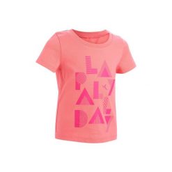 Koszulka krótki rękaw do gimnastyki 100 dla maluchów. Czerwone t-shirty damskie DOMYOS, bez wzorów, z bawełny, bez kołnierzyka. W wyprzedaży za 11.99 zł.