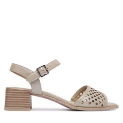 Sandały Caprice. Szare sandały damskie Caprice, bez wzorów, bez obcasa, na słupku. Za 329.99 zł.