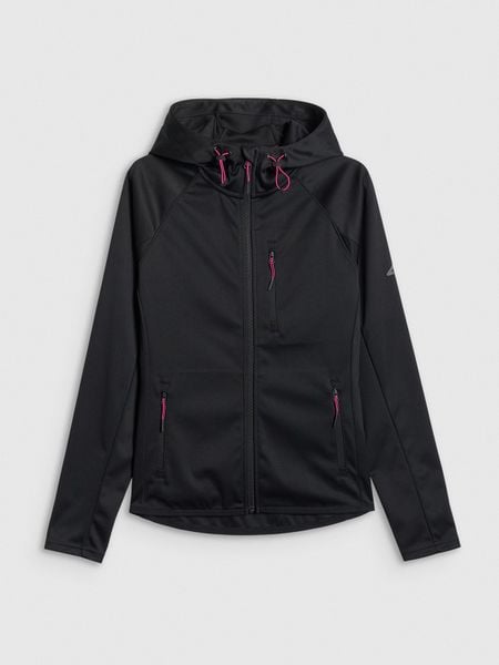 4F Kurtka softshell wiatroodporna membrana 5000 damska - czarna L. Czarne kurtki damskie 4f, l, bez wzorów, ze skóry, bez kaptura. Za 249.99 zł.