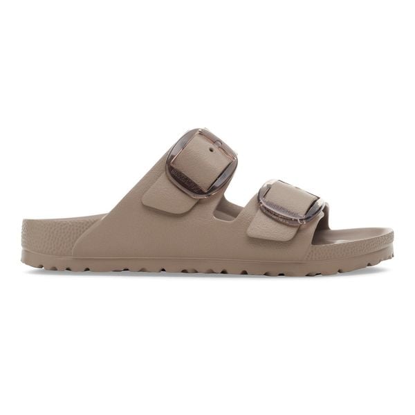 BIRKENSTOCK Arizona Big Buckle EVA Gray Taupe Klapki damskie. Brązowe klapki damskie Birkenstock, bez wzorów, z materiału, bez obcasa. Za 249.99 zł.