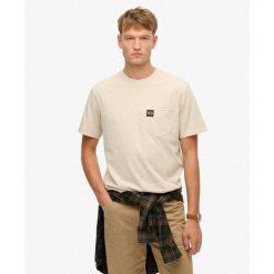 T-shirt z kieszonką i kontrastowymi przeszyciami Superdry. Szare t-shirty męskie Superdry., m, bez wzorów, bez kołnierzyka. Za 132.50 zł.
