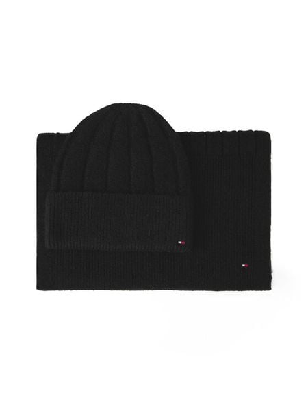 Tommy Hilfiger Zestaw Szalik i Czapka Flag Fluffy AW0AW17994 Czarny. Czarne czapki zimowe damskie Tommy Hilfiger, z poliesteru. Za 429.99 zł.