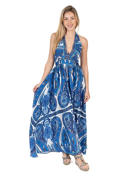 Isla Bonita by SIGRIS Sukienka w kolorze niebieskim rozmiar: S. Niebieskie sukienki damskie Isla Bonita by SIGRIS, na co dzień, s, bez wzorów, z bawełny, bez kołnierzyka, bez ramiączek, maxi, proste. Za 230.59 zł.