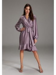 SWING Sukienka w kolorze fioletowym rozmiar: 38. Różowe sukienki damskie Swing, bez wzorów, z tkaniny, z asymetrycznym kołnierzem, bez ramiączek, midi, asymetryczne. Za 227.31 zł.