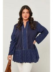 Curvy Lady Tunika w kolorze granatowym rozmiar: 48/50. Niebieskie tuniki damskie Curvy Lady, bez wzorów, klasyczne, bez kołnierzyka, bez ramiączek. Za 118.84 zł.