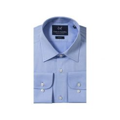 KOSZULA BLUE CLASSIC. Niebieskie koszule męskie Guns&tuxedos, m, bez wzorów, bez kołnierzyka, bez ramiączek. Za 139.99 zł.