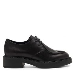 Oxfordy GINO ROSSI. Czarne półbuty damskie Gino Rossi, bez wzorów, bez obcasa. Za 279.99 zł.