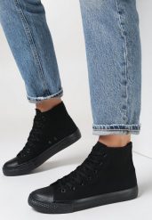 Czarne Trampki Aqiafa. Czarne trampki i tenisówki damskie Born2be, bez wzorów, z gumy. Za 54.99 zł.