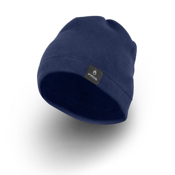 Czapka zimowa polarowa PROS SPORT model 780. Niebieskie czapki męskie Pros, na zimę, z aplikacjami, z materiału, sportowe. Za 44.99 zł.