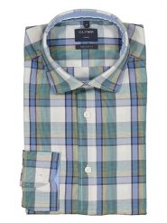 OLYMP Koszula "Casual" - Regular fit - w kolorze zielono-błękitno-kremowym rozmiar: XL. Brązowe koszule męskie Olymp, xl, bez wzorów, z bawełny, bez kołnierzyka, bez ramiączek. Za 105.38 zł.