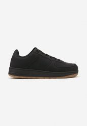 Czarne Płaskie Sznurowane Buty Sportowe Sneakersy na Tłoczonej Podeszwie Milivina. Czarne buty sportowe na co dzień męskie Born2be, bez zapięcia. Za 129.99 zł.