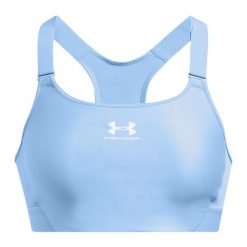 Biustonosz treningowy Under Armour HeatGear Armour High. Niebieskie biustonosze sportowe damskie Under Armour, bez wzorów. W wyprzedaży za 166.15 zł.