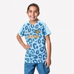 Koszulka piłkarska dla dziewczynek Kipsta Viralto Leopard. Brązowe koszulki dziewczęce KIPSTA, m, bez wzorów, z materiału, bez ramiączek. Za 44.99 zł.