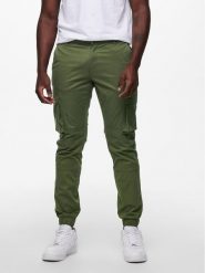 Only & Sons Spodnie materiałowe 22016687 Zielony Tapered Fit. Zielone spodnie materiałowe męskie Only & Sons, bez wzorów, z bawełny. Za 99.99 zł.
