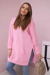 Bluza ocieplana z rozcięciami na bokach jasno różowa. Czerwone bluzy z kapturem damskie KESI, l, z bawełny. Za 263.47 zł.