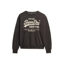 Bluza z vintage'owym logo dla kobiet Superdry. Czarne bluzy bez kaptura damskie Superdry., s. Za 320.25 zł.