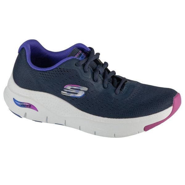 Buty sportowe Sneakersy damskie, Arch Fit-Infinity Cool. Niebieskie buty sportowe na co dzień damskie Skechers, bez wzorów, trekkingowe, Skechers Sport. Za 399.99 zł.