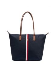 Tommy Hilfiger Torebka Popette Tote Corp AW0AW19027 Granatowy. Niebieskie torebki klasyczne damskie Tommy Hilfiger, bez wzorów, z materiału, bez dodatków. Za 449.99 zł.