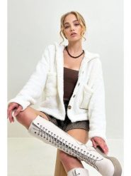 Happiness Istanbul Kurtka pluszowa w kolorze kremowym rozmiar: L. Brązowe kurtki damskie Happiness Istanbul, l, bez wzorów, bez kaptura. Za 73.93 zł.