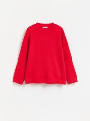 Sweter z domieszką wełny - czerwony. Czerwone swetry klasyczne damskie Reserved, l, z dzianiny, bez kołnierzyka. Za 139.99 zł.
