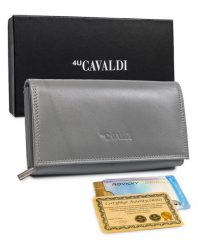 Portfel skórzany 4U Cavaldi RD-07-GCL szary. Szare portfele damskie 4U Cavaldi, bez wzorów, ze skóry. Za 54.00 zł.