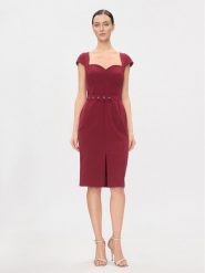 Rinascimento Sukienka koktajlowa CFC0116209003 Bordowy Slim Fit. Czerwone sukienki damskie RINASCIMENTO, l, bez wzorów, z syntetyku, wizytowe, bez kołnierzyka, bez ramiączek. Za 249.99 zł.