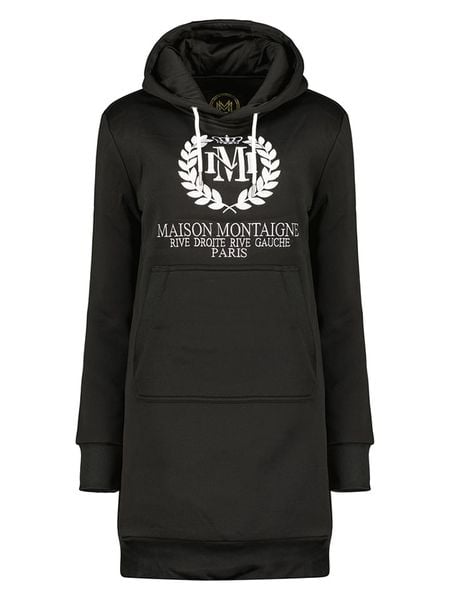 Maison Montaigne Sukienka dresowa "Giqueen" w kolorze czarnym rozmiar: XXL. Czarne sukienki damskie Maison Montaigne, xxl, bez wzorów, z dresówki, bez kołnierzyka, bez ramiączek, mini. Za 104.89 zł.
