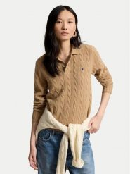Polo Ralph Lauren Sweter 211972132002 Brązowy jasny Regular Fit. Brązowe swetry klasyczne damskie Polo Ralph Lauren, l, z wełny, bez kołnierzyka. Za 1,199.00 zł.