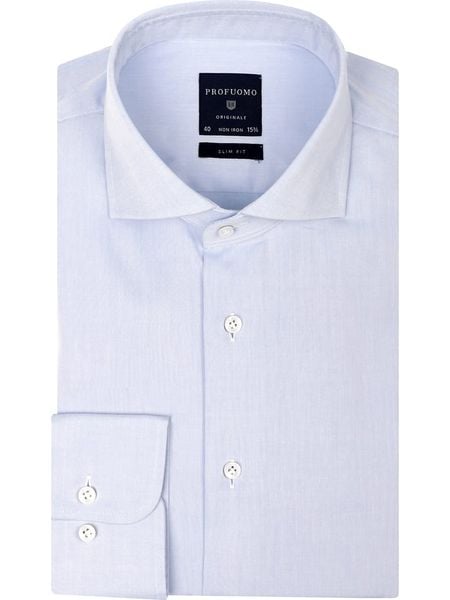 PROFUOMO Koszula - Slim fit - w kolorze błękitnym rozmiar: 42. Niebieskie koszule męskie PROFUOMO, bez wzorów, z bawełny, bez kołnierzyka, bez ramiączek. Za 170.87 zł.