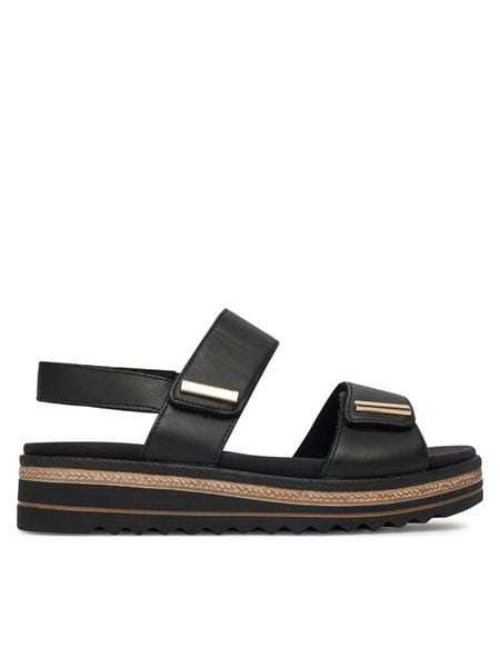 Remonte Sandały CEO-D0Q59-00 Czarny. Czarne sandały damskie Remonte, bez wzorów, ze skóry, bez obcasa, na płaskiej podeszwie. Za 379.99 zł.