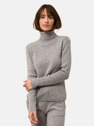 Just Cashmere Kaszmirowy sweter "Lanais" w kolorze szarym rozmiar: XL. Szare golfy damskie Just Cashmere, xl, bez wzorów, z kaszmiru, bez ramiączek. Za 390.00 zł.