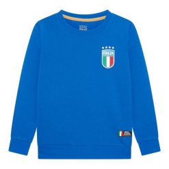 Sweter FIGC Włochy Męski. Niebieskie swetry męskie FIGC, m, bez wzorów, z bawełny, bez kołnierzyka. Za 199.99 zł.