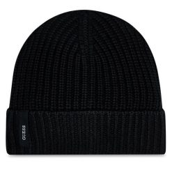 Czapka Guess. Czarne czapki męskie Guess, na zimę, z aplikacjami. Za 149.99 zł.