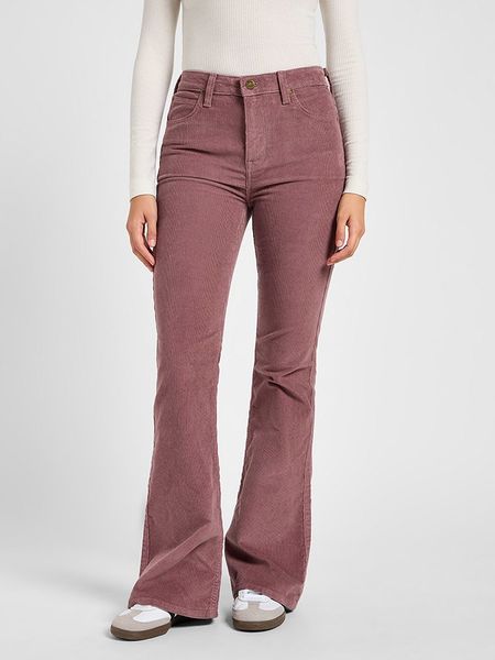 Lee Spodnie sztruksowe "Breese" w kolorze jagodowym rozmiar: W27/L33. Czerwone spodnie materiałowe damskie Lee, z aplikacjami, ze sztruksu, klasyczne, z podwyższonym stanem. Za 157.35 zł.