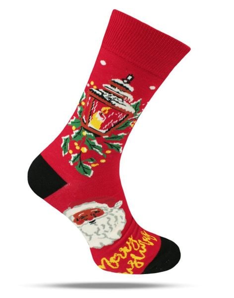 Tematyczne Skarpetki Bawełniane - Mikołaj i Świąteczna Świeca. Czerwone skarpetki męskie His Story, bez wzorów, z bawełny. Za 34.99 zł.