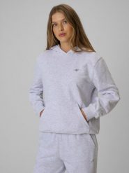 4F Bluza dresowa relaxed z kapturem damska - szara M. Szare bluzy z kapturem damskie 4f, l, z bawełny. Za 149.99 zł.