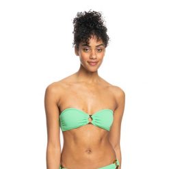 Góra od stroju kąpielowego ROXY Color Jam Bandeau. Zielone bikini damskie Roxy, bez wzorów. Za 94.99 zł.
