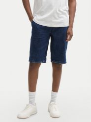 Tom Tailor Denim Szorty jeansowe 1044986 Granatowy Straight Fit. Niebieskie szorty męskie Tom Tailor Denim, z bawełny, bez kołnierzyka. Za 119.99 zł.