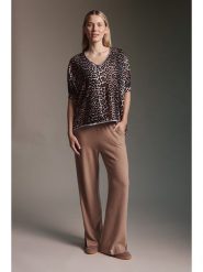 Cotton Candy Koszulka w kolorze jasnobrązowo-czarnym rozmiar: XL. Brązowe bluzki damskie Cotton Candy, xl, bez wzorów, bez kołnierzyka, bez ramiączek. Za 126.75 zł.